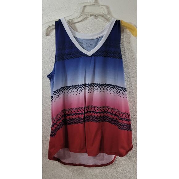 Mic & Jax Red White Blue Ombre Sleeveless Top Medium Lightweight Flowy Soft - Picture 5 of 5